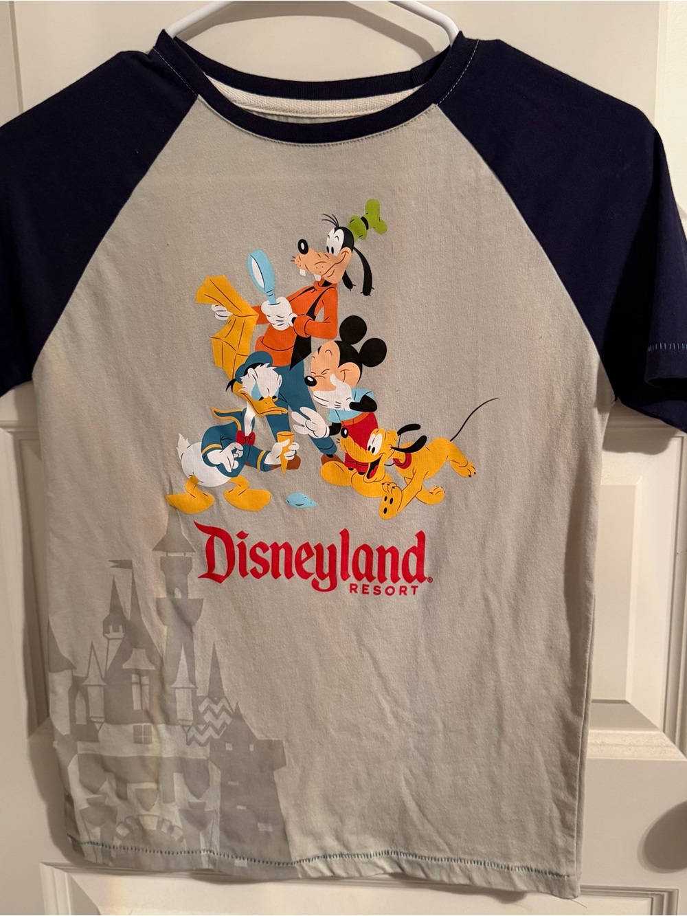 Disney Grey & Navy Raglan Tee with Mickey, Donald, Goofy & Pluto